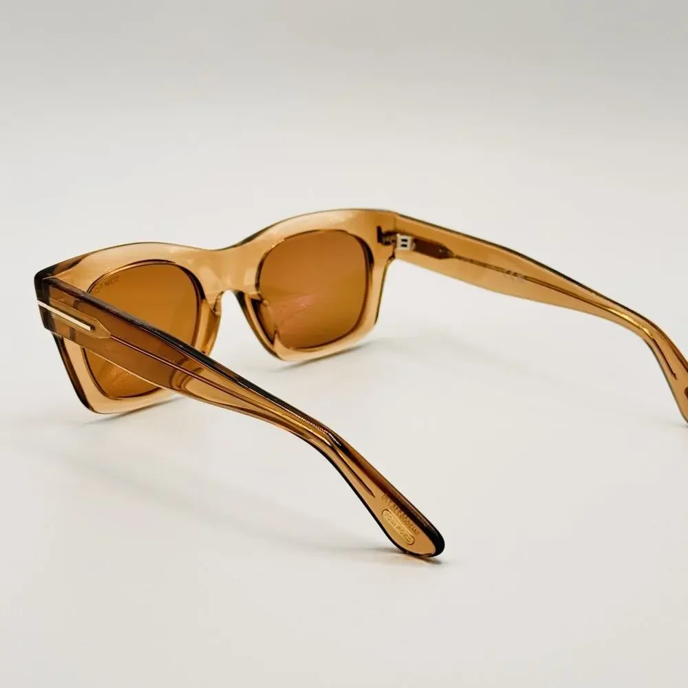 Tom Ford EMMA TF1314 45E Sunglasses Women Shiny Light Brown Frame Brown Lens NEW